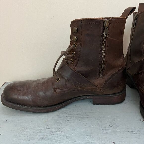 Lavorazione Artigiana Brown Leather Rally Lace Up Buckle Boots | Size 9 main image 6